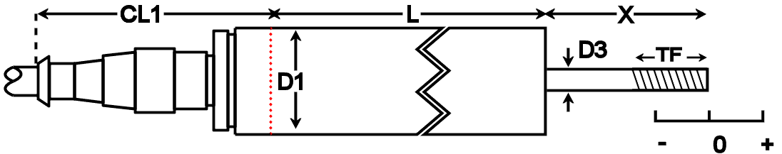 dessin dimensionnel de LVDT noyau captif guidé