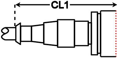 dimensional drawing of Standard cable - End exit connector with cable fitted