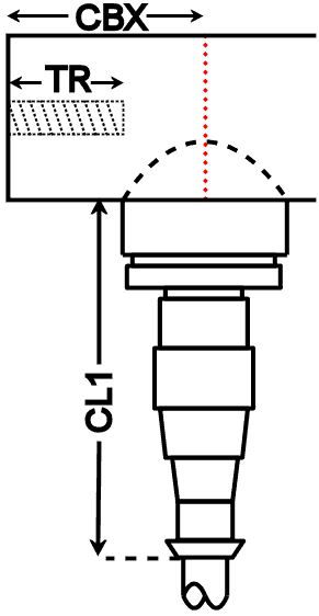 dimensional drawing of Cable Option 7 - Side exit connector with cable fitted