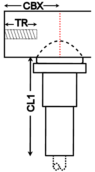 dimensional drawing of Cable Option 9 - Side exit connector with customer defined cable length fitted