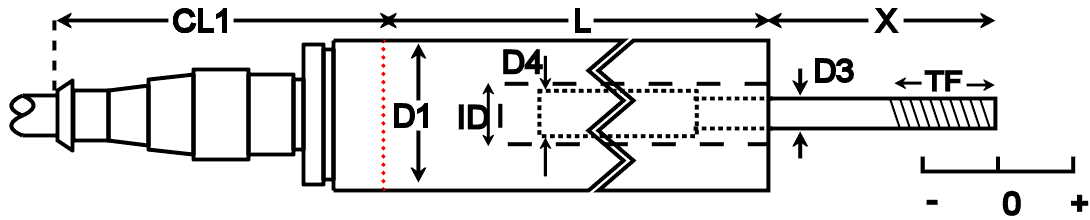 dessin dimensionnel de LVDT noyau libre