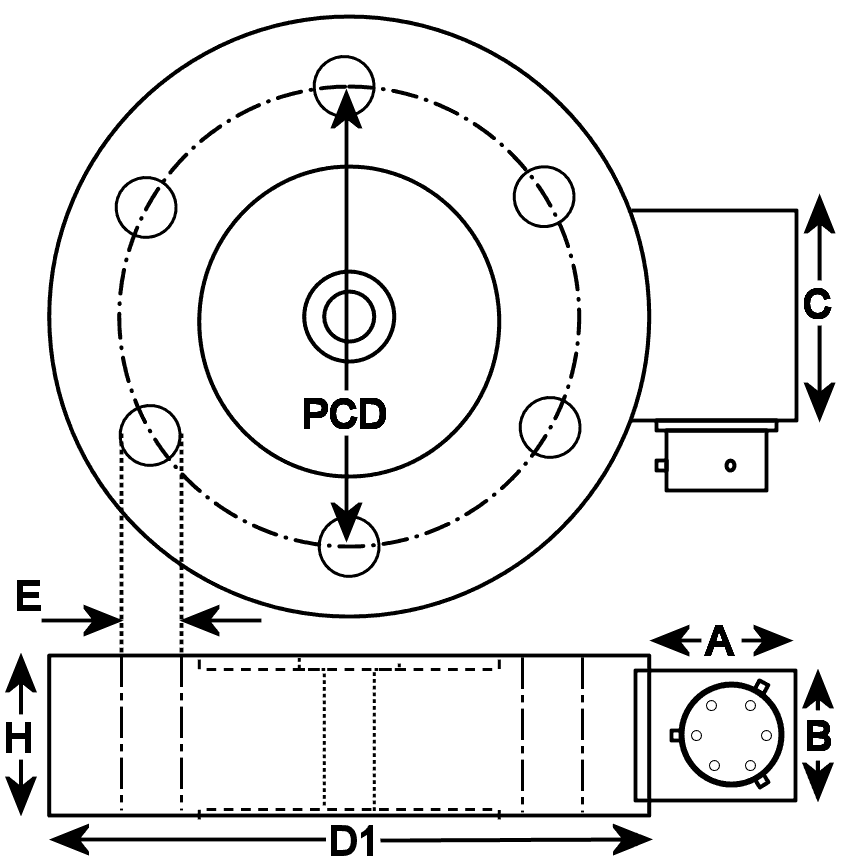 dimensional drawing of  Model  41  Tension/Compression Universal Load Cell 