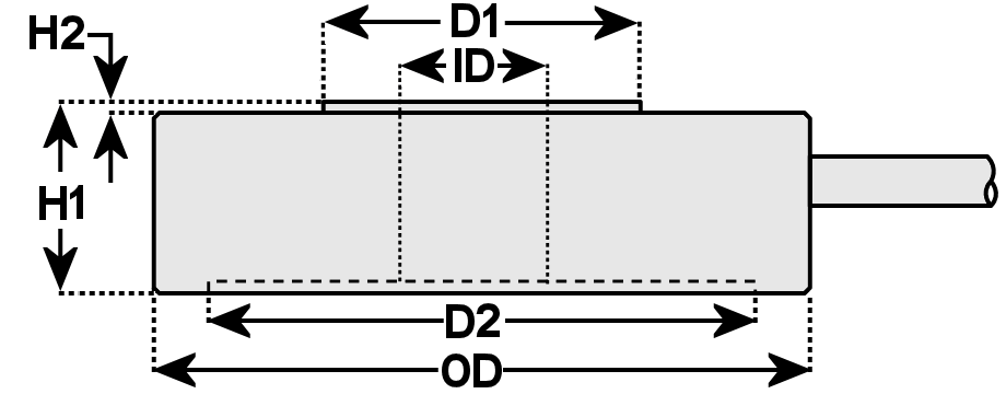 dimensional drawing of  Model  D Through-Hole Compression Load Cell 