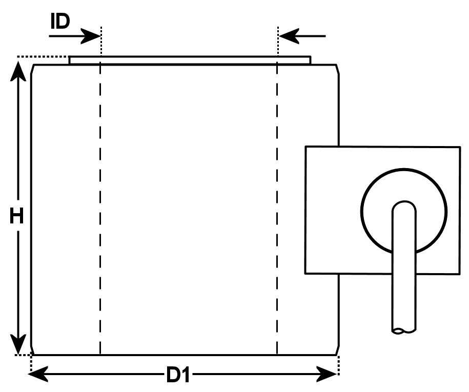 dessin dimensionnel de  Modéle  TH Capteur De Force Compression à Trou Centrale 
