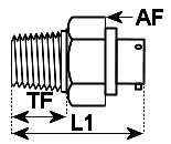 dimensional drawing of Model  A205 Flush Diaphragm Pressure Transducer 