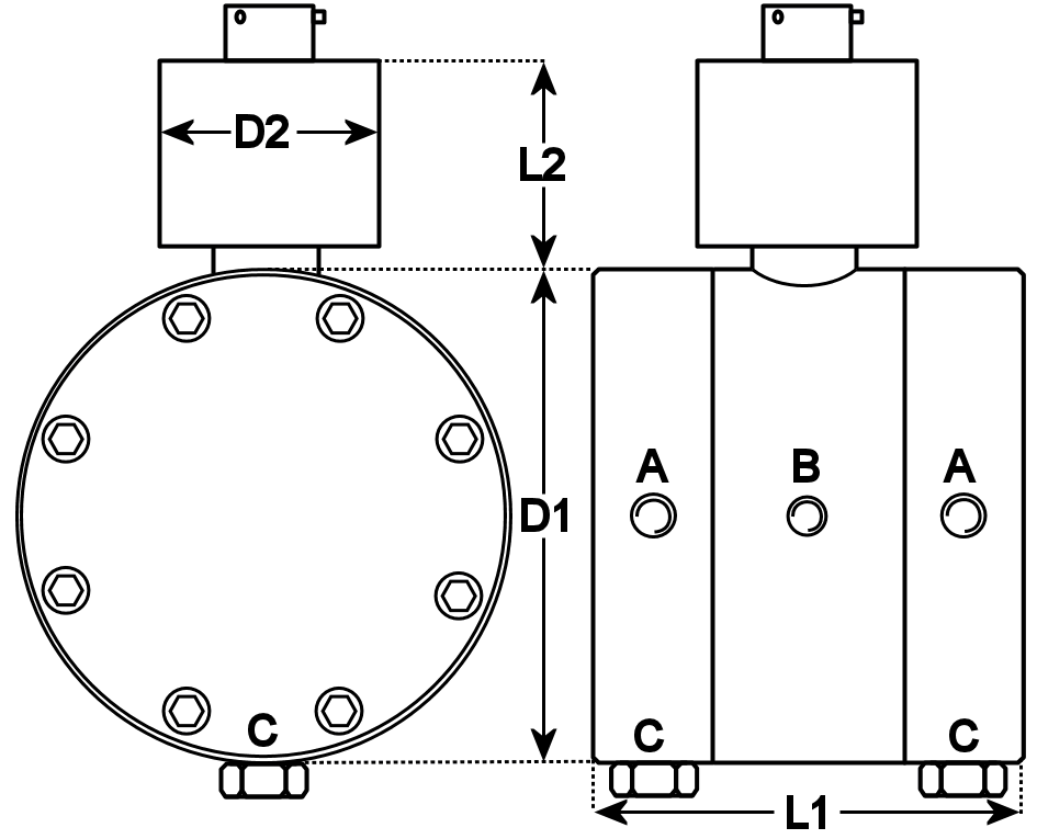 dessin dimensionnel de  Modéle  A5 Capteur De Pression Différentielle Liquide/Liquide 